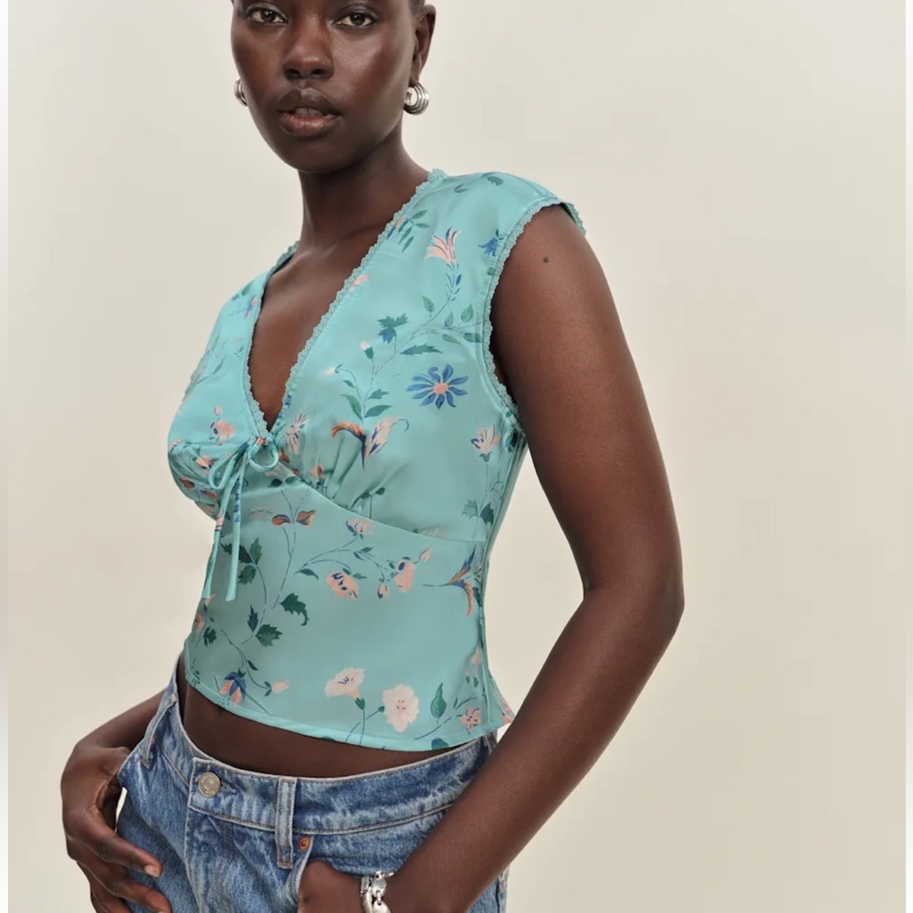 NWT Reformation Cherry Silk Top